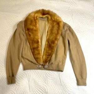 Cashmere fur collared sweater
